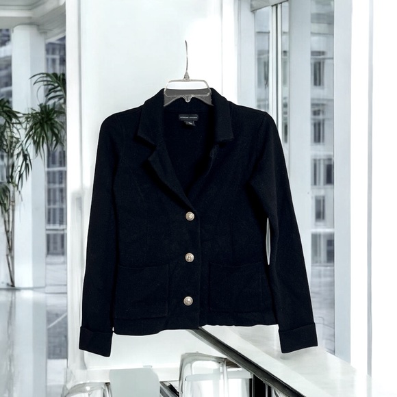 Adrianne Vittadini Black Jacket Viscose Blend Gold‎ Buttons Black - Picture 3 of 13
